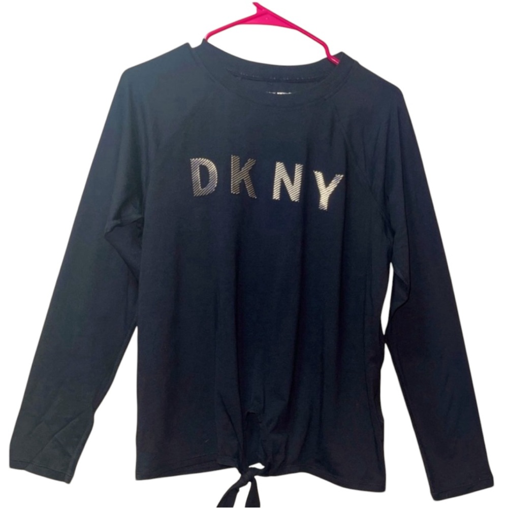 DKNY SPORTS TOP SILVER COLOR PRINTED-LOGO LONG SLEEVE MOORING BLACK COLOR SIZE S - Picture 8 of 13